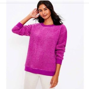 NEW LOFT Sherpa Sweatshirt Fuchsia Pink Top